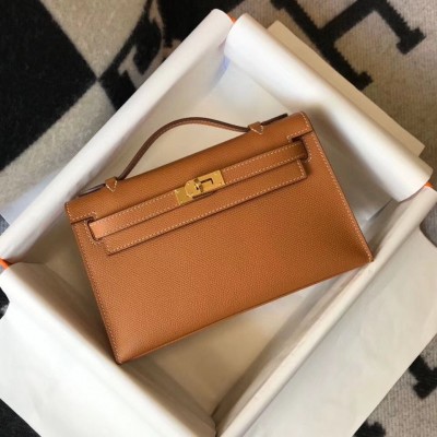 Hermes Kelly Pochette Bag In God Epsom Leather