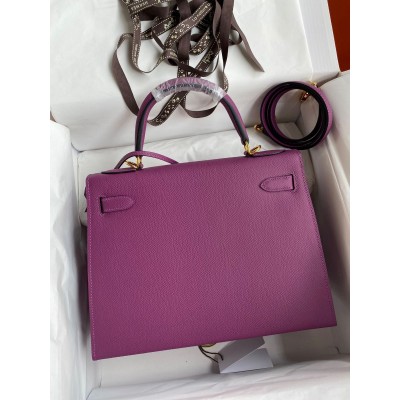 Hermes Kelly Sellier 28 Handmade Bag In Anemone Epsom Calfskin