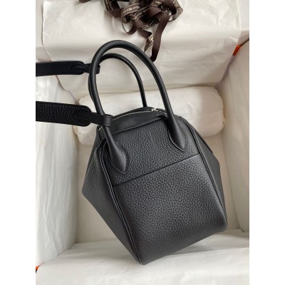 Hermes Lindy 26 Handmade Bag In Black Clemence Leather