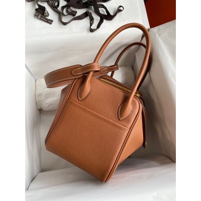 Hermes Lindy 26 Handmade Bag In Gold Evercolor Leather