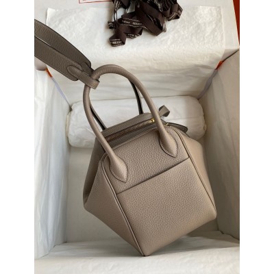 Hermes Lindy 26 Handmade Bag In Gris Asphalt Clemence Leather