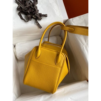 Hermes Lindy 26 Handmade Bag In Jaune Ambre Clemence Leather