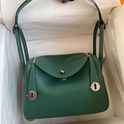 Hermes Lindy 26 Handmade Bag In Malachite Clemence Leather HSBS61730