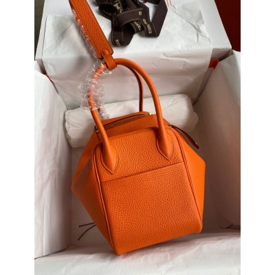 Hermes Lindy 26 Handmade Bag In Orange Clemence Leather