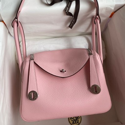 Hermes Lindy 26 Handmade Bag In Rose Sakura Clemence Leather HSBS61712