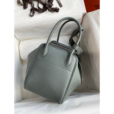 Hermes Lindy 26 Handmade Bag In Vert Amande Clemence Leather