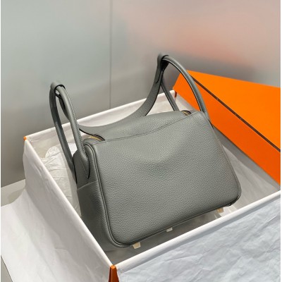 Hermes Lindy 26cm Bag In Gris Meyer Clemence Leather GHW