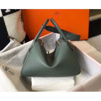 Hermes Lindy 26cm Bag In Vert Amande Clemence Leather GHW