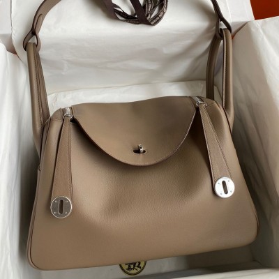 Hermes Lindy 30 Handmade Bag In Taupe Swift Calfskin HSBS61780