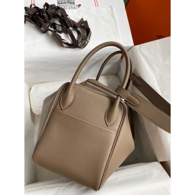 Hermes Lindy 30 Handmade Bag In Taupe Swift Calfskin