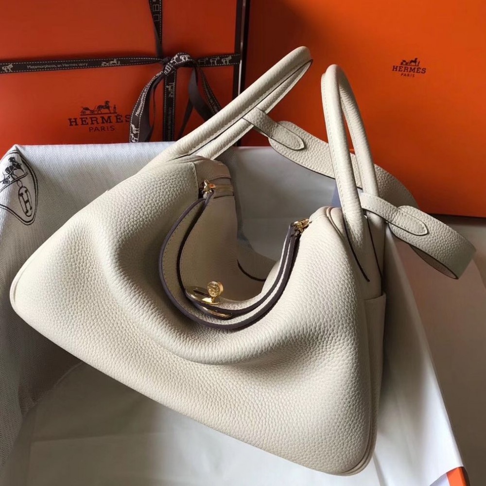 Hermes Lindy 30cm Bag In Beton Clemence Leather GHW