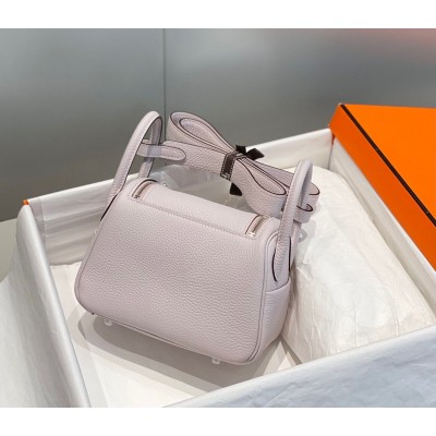 Hermes Lindy Mini Bag In Mauve Pale Clemence Leather PHW