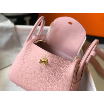 Hermes Lindy Mini Bag In Pink Clemence Leather GHW