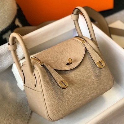 Hermes Lindy Mini Bag In Trench Clemence Leather GHW HSBS61775