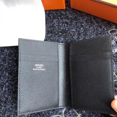 Hermes MC2 Euclide Card Holder In Black Epsom Leather