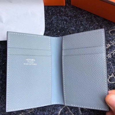 Hermes MC2 Euclide Card Holder In Blue Lin Epsom Leather