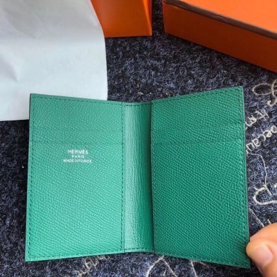 Hermes MC2 Euclide Card Holder In Green Epsom Leather