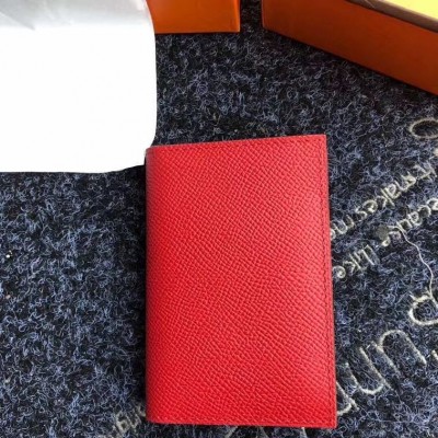 Hermes MC2 Euclide Card Holder In Red Epsom Leather