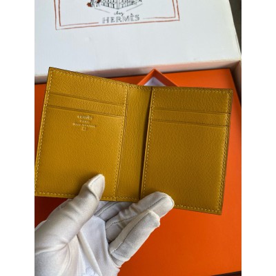 Hermes MC2 Euclide Card Holder in Jaune Ambre Shiny Alligator Leather