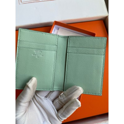 Hermes MC2 Euclide Card Holder in Vert D-eau Matte Alligator Leather