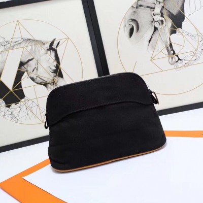 Hermes Medium Bolide Travel Case In Black Cotton