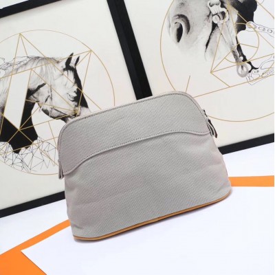 Hermes Medium Bolide Travel Case In Grey Cotton