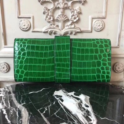 Hermes Medor Clutch Bag In Bamboo Crocodile Leather