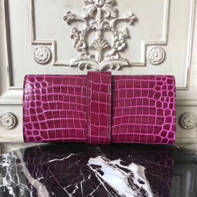 Hermes Medor Clutch Bag In Fuchsia Crocodile Leather