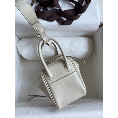 Hermes Mini Lindy Handmade Bag In Craie Swift Leather