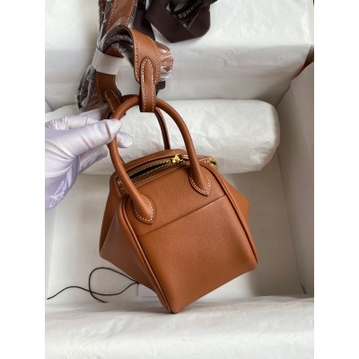 Hermes Mini Lindy Handmade Bag In Gold Swift Leather