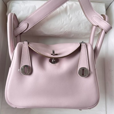 Hermes Mini Lindy Handmade Bag In Mauve Pale Swift Leather HSBS61899