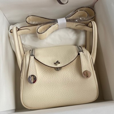 Hermes Mini Lindy Handmade Bag In Nata Clemence Leather HSBS61859