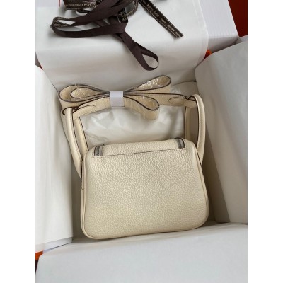 Hermes Mini Lindy Handmade Bag In Nata Clemence Leather