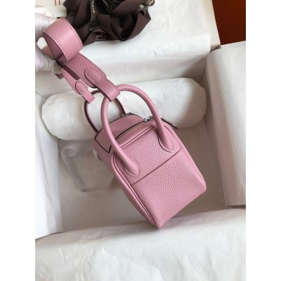 Hermes Mini Lindy Handmade Bag In Pink Clemence Leather