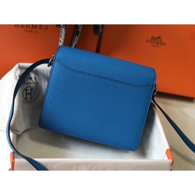 Hermes Mini Sac Roulis 18cm Bag In Blue Hydra Evercolor Calfskin