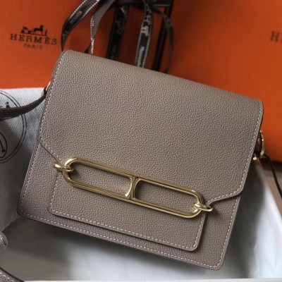 Hermes Mini Sac Roulis 18cm Bag In Grey Evercolor Calfskin HSBS61905