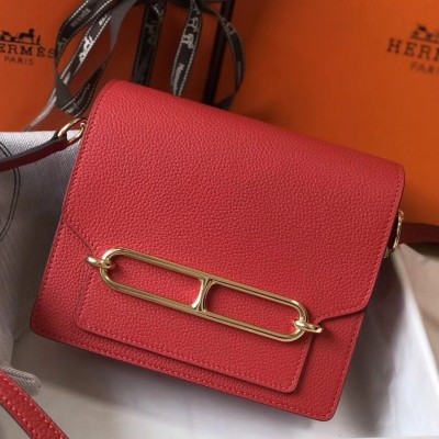 Hermes Mini Sac Roulis 18cm Bag In Red Evercolor Calfskin HSBS61915