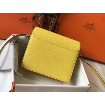 Hermes Mini Sac Roulis 18cm Bag In Yellow Evercolor Calfskin