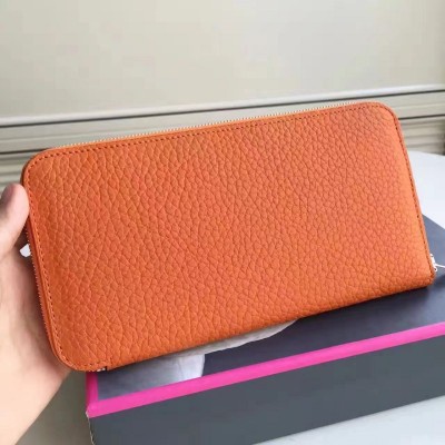 Hermes Orange Clemence Azap Zipped Wallet