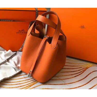 Hermes Picotin Lock 22 Bag In Orange Clemence Leather