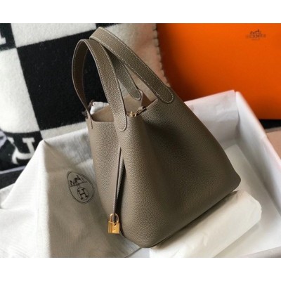 Hermes Picotin Lock 22 Bag In Taupe Clemence Leather