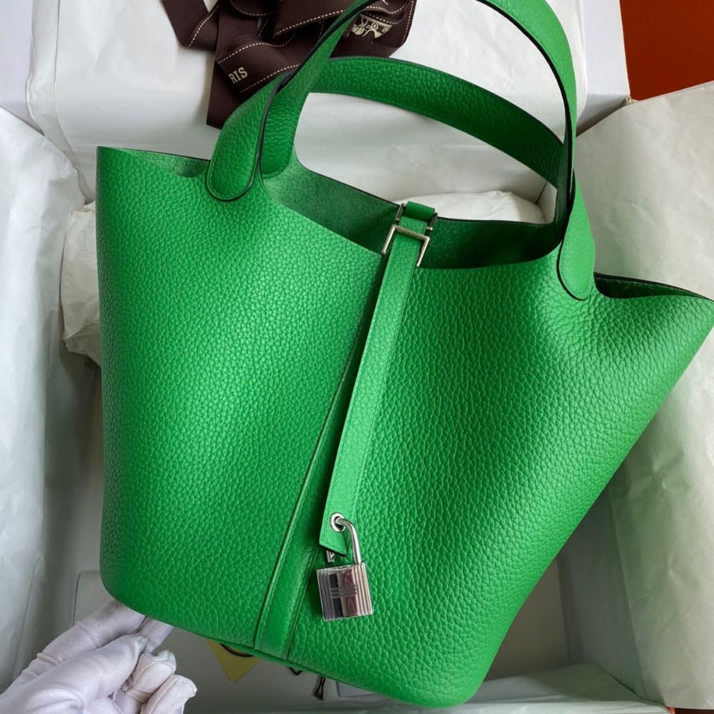 Hermes Picotin Lock 22 Handmade Bag in Bamboo Clemence Leather