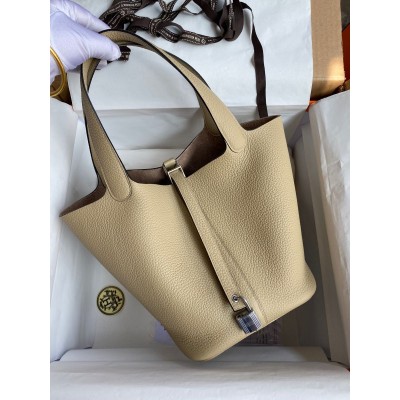 Hermes Picotin Lock 22 Handmade Bag in Trench Clemence Leather