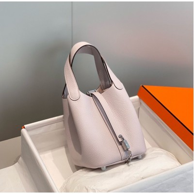 Hermes Picotin Lock 18 Bag In Mauve Pale Clemence Leather