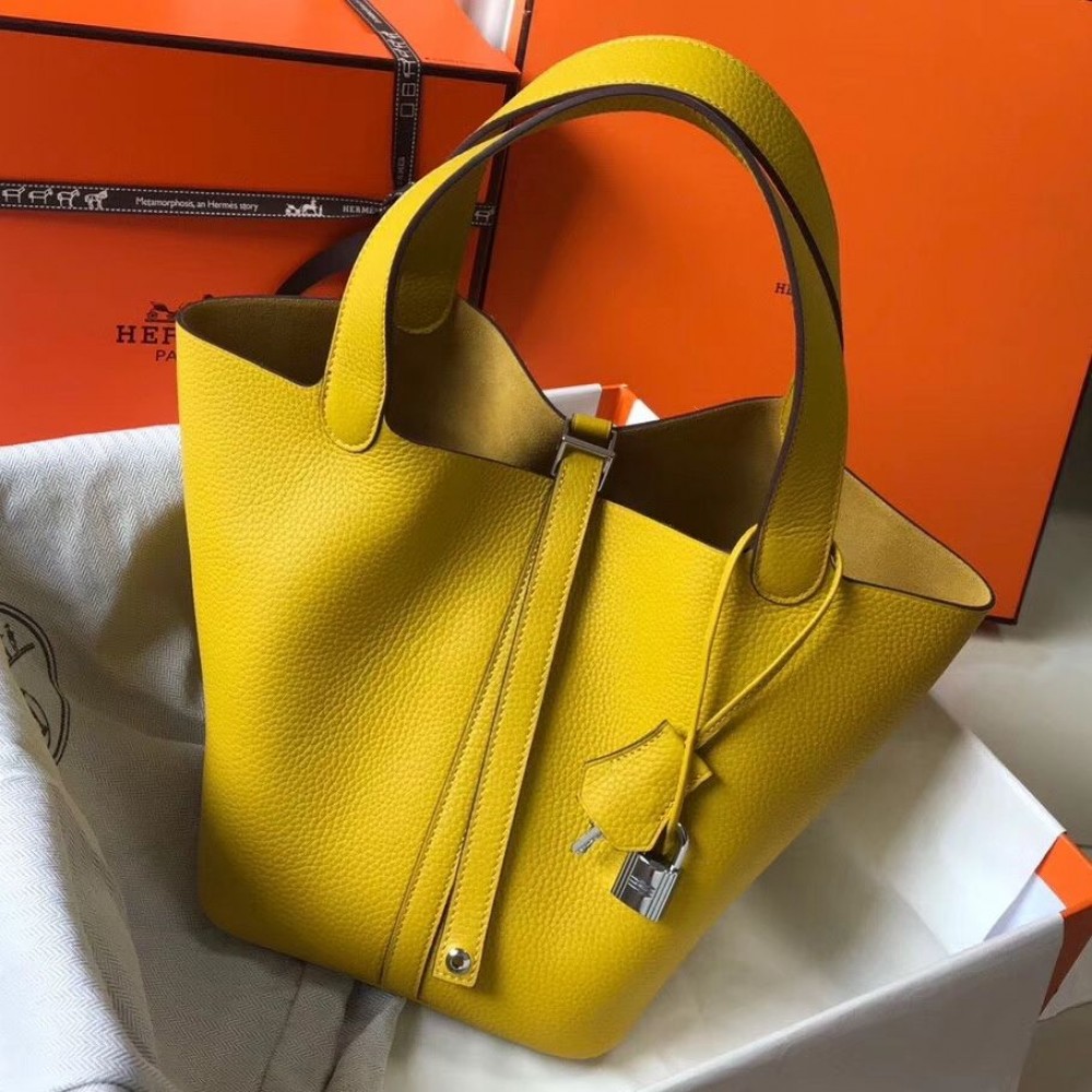 Hermes Picotin Lock 18 Bag In Yellow Clemence Leather