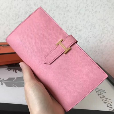 Hermes Pink Epsom Bearn Gusset Wallet HSBS62047