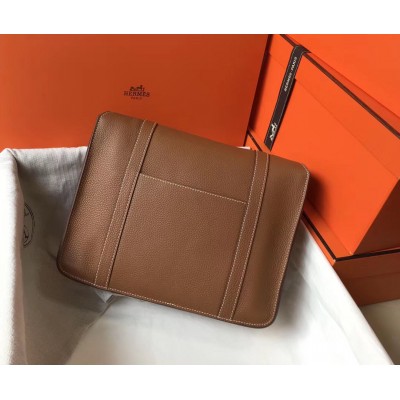 Hermes Steve 35 Messenger Bag In Brown Clemence Calfskin