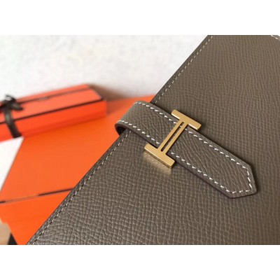 Hermes Taupe Epsom Bearn Gusset Wallet